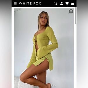 White fox mini skirt